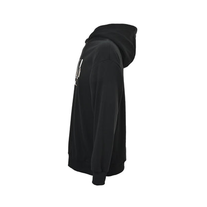 Fendi 25Fw letter embroidered velvet hooded sweatshirt