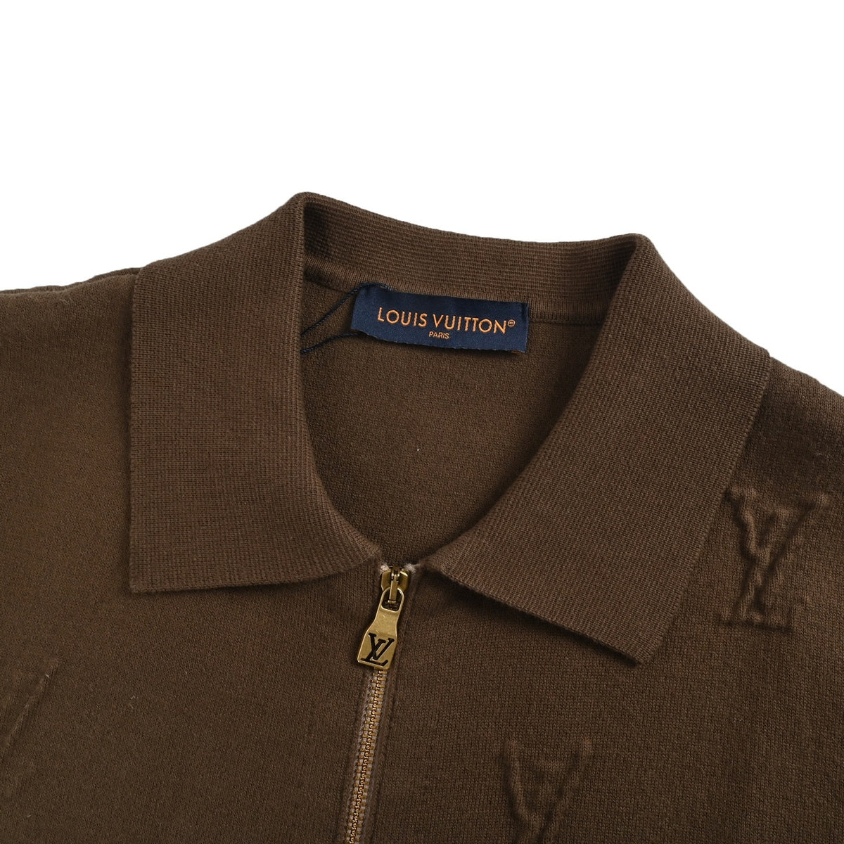 Louis Vuitton embossed letter logo zipper knitted lapel jacket