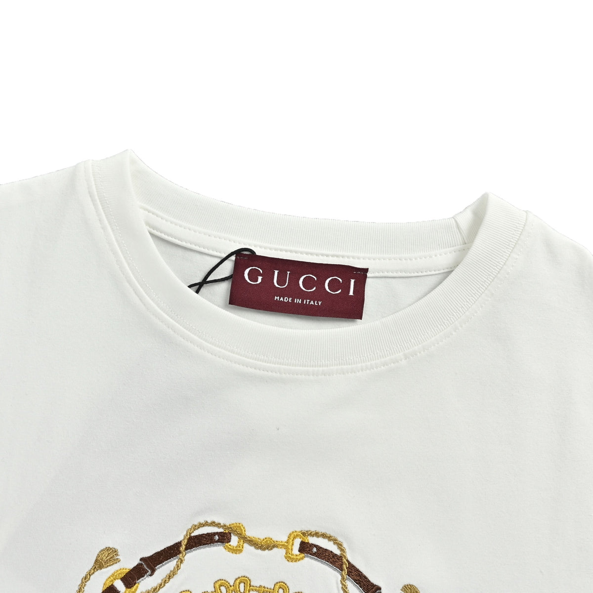 Gucci Double G interlocking wheat bridle embroidered short sleeves