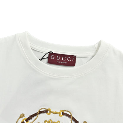 Gucci Double G interlocking wheat bridle embroidered short sleeves