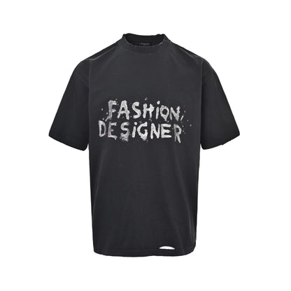 Balenciaga 25ss designer glitter printed short sleeves