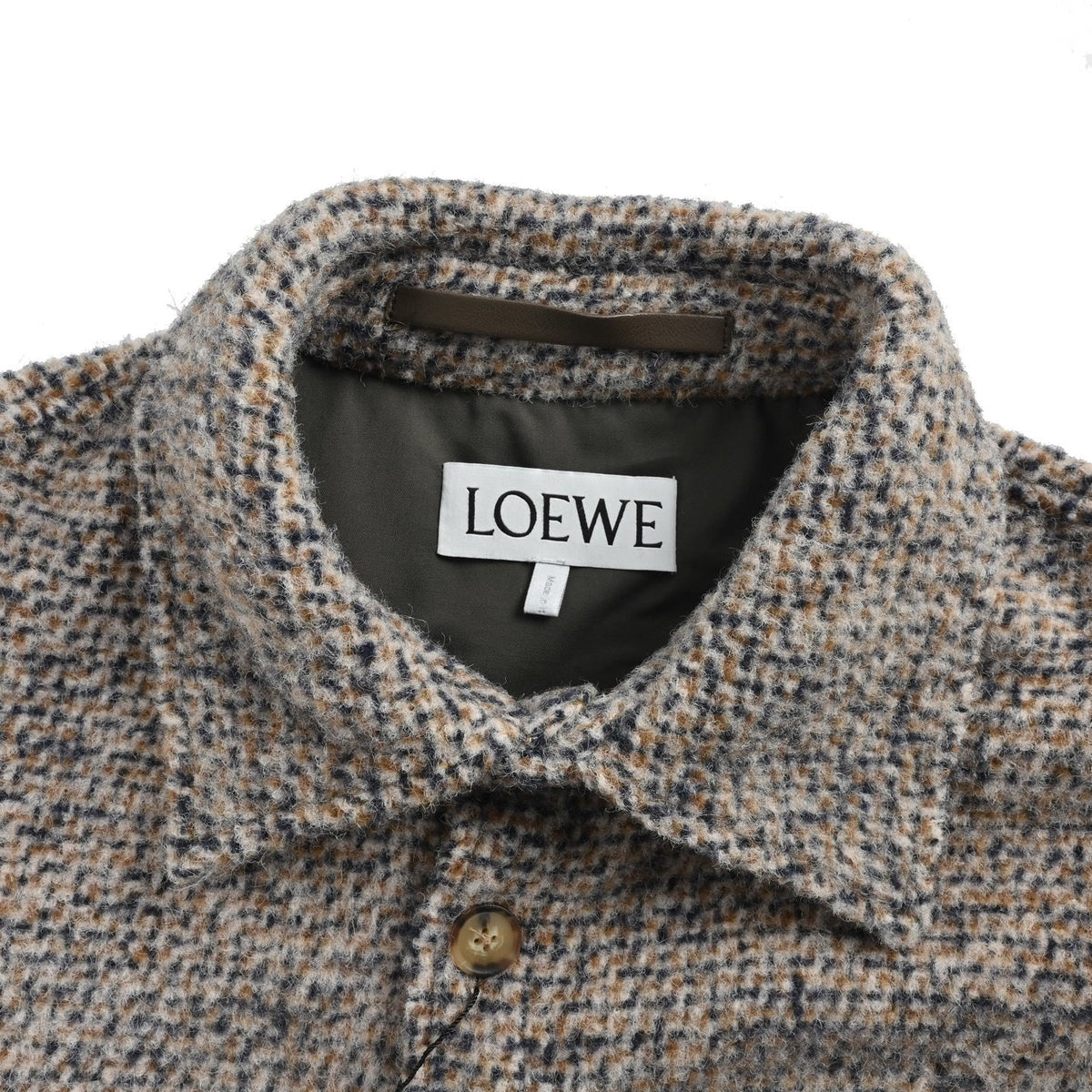 Loewe/Luo Yiwei leather patch pocket wool blend jacket