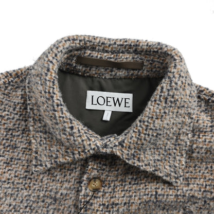 Loewe/Luo Yiwei leather patch pocket wool blend jacket