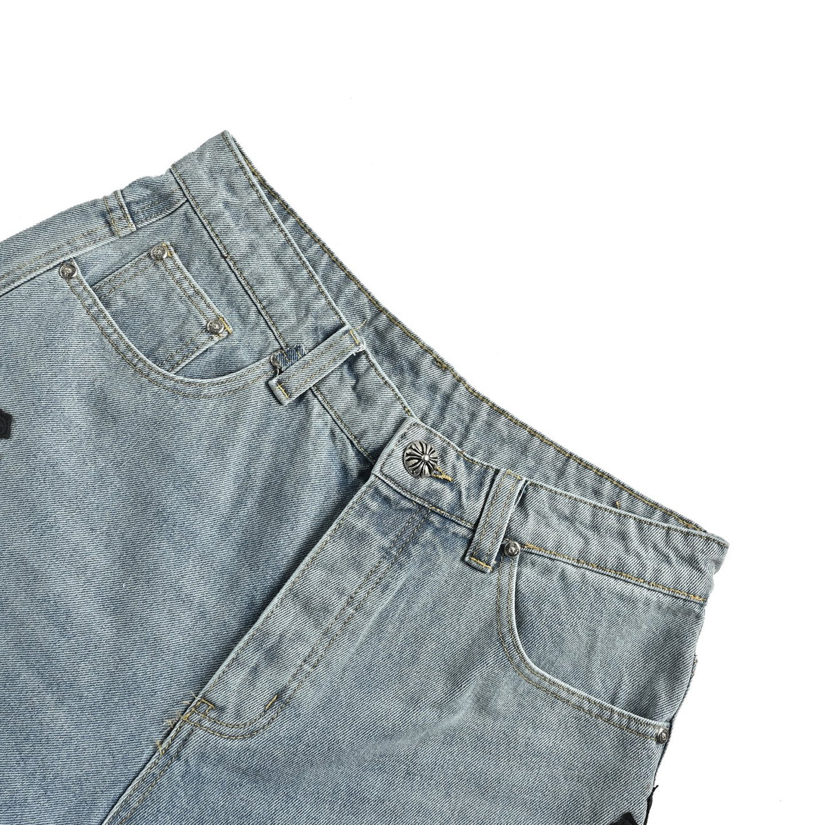 Chrome Hearts/Chrome Heart leather label cross denim shorts