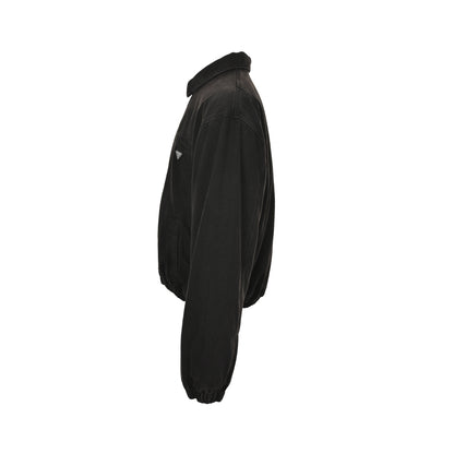 Prada triangle distressed denim cotton jacket