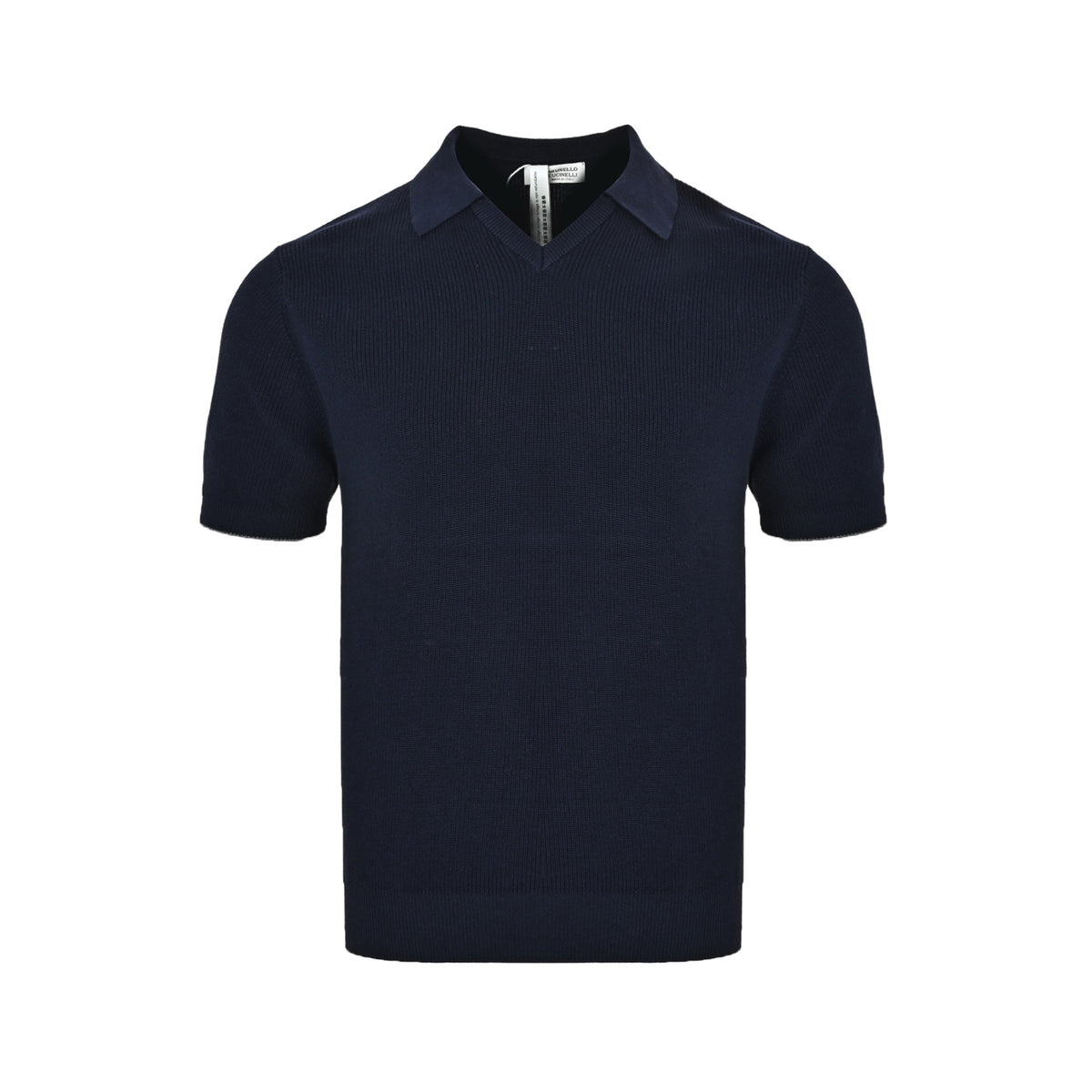 Brunello Cucinelli BC Seagull Neck Knitted Polo Short Sleeve
