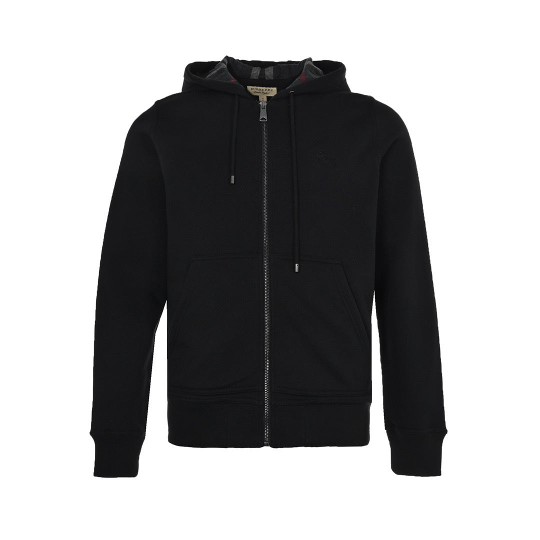 Burberry 22Fw embroidered war horse hat plaid zipper sweatshirt