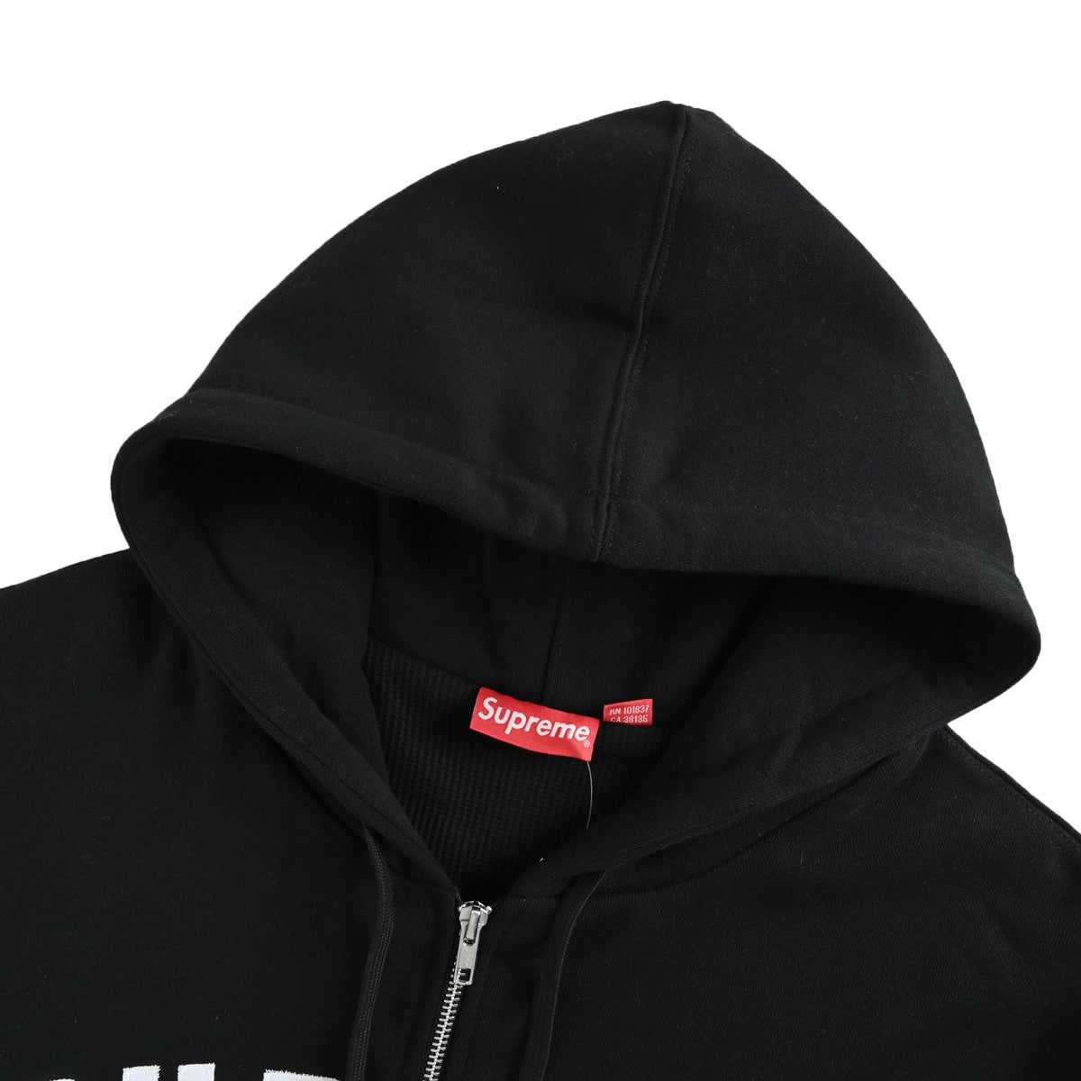 Supreme 24 style patch embroidered letter zipper hooded sweatshirt jacket