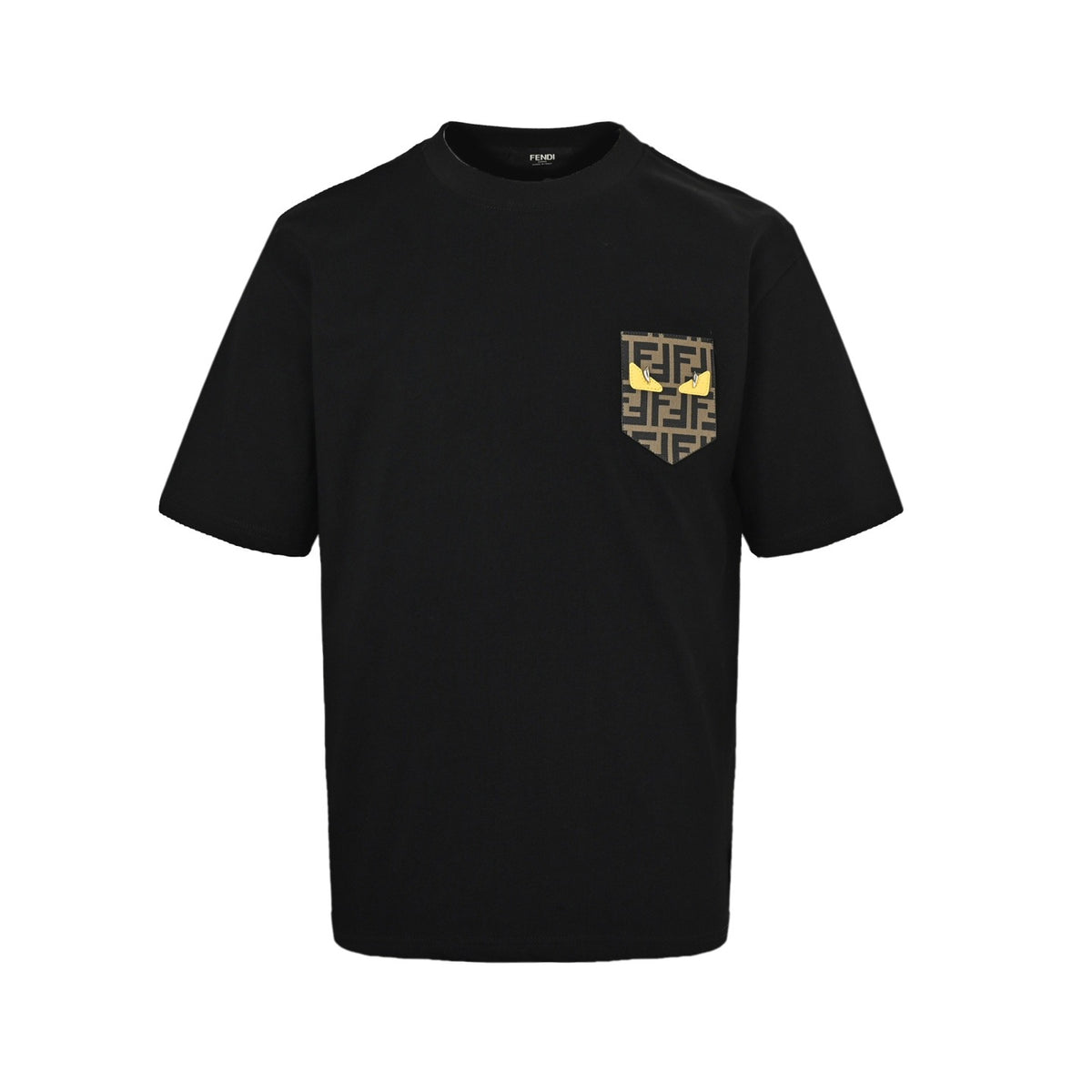 Fendi 25ss little monster eyes FF leather brand pocket short sleeves