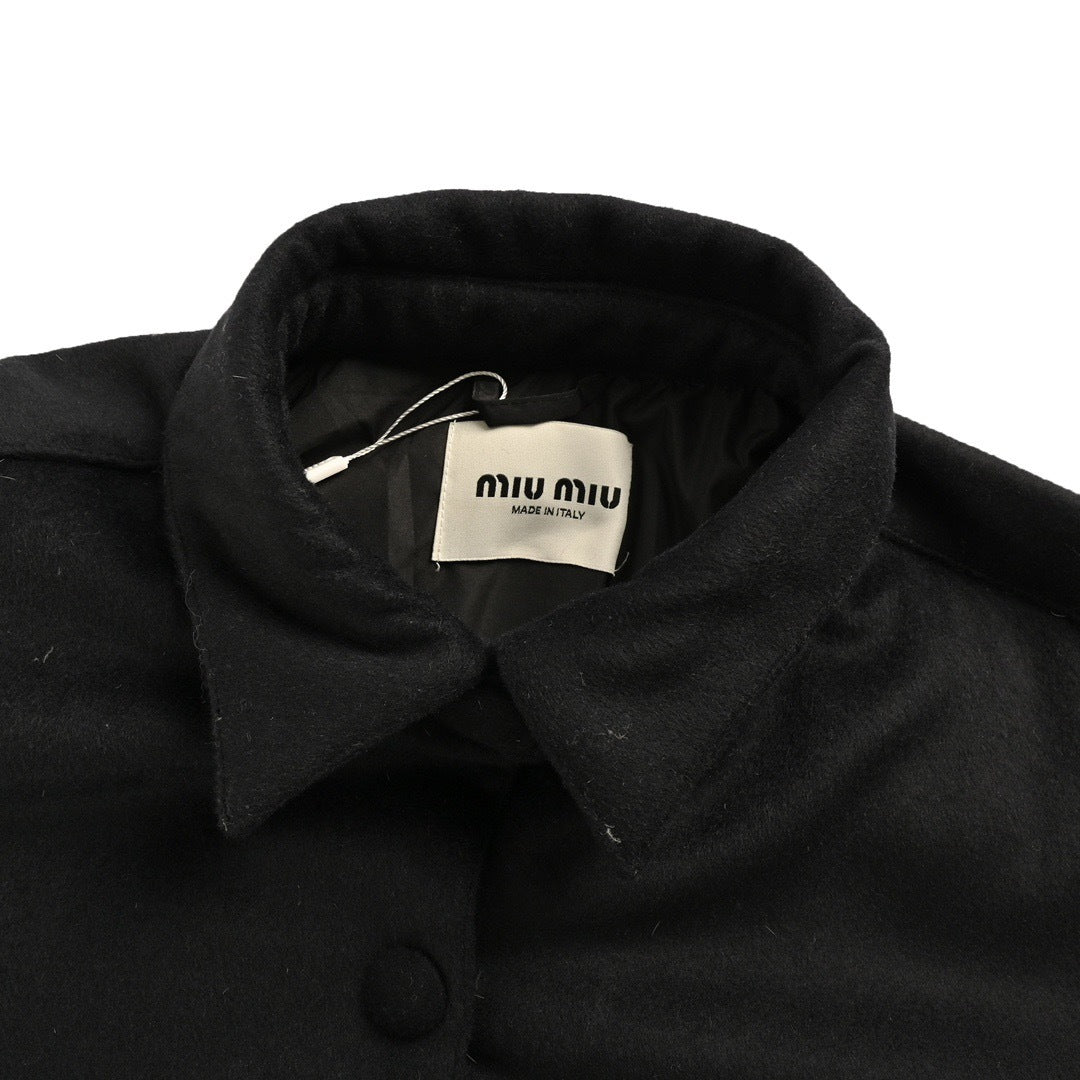 Miu Miu velvet pocket cashmere down jacket