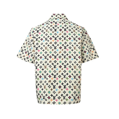 LouisVuitton/Louis Vuitton collaboration printed mulberry silk short-sleeved shirt