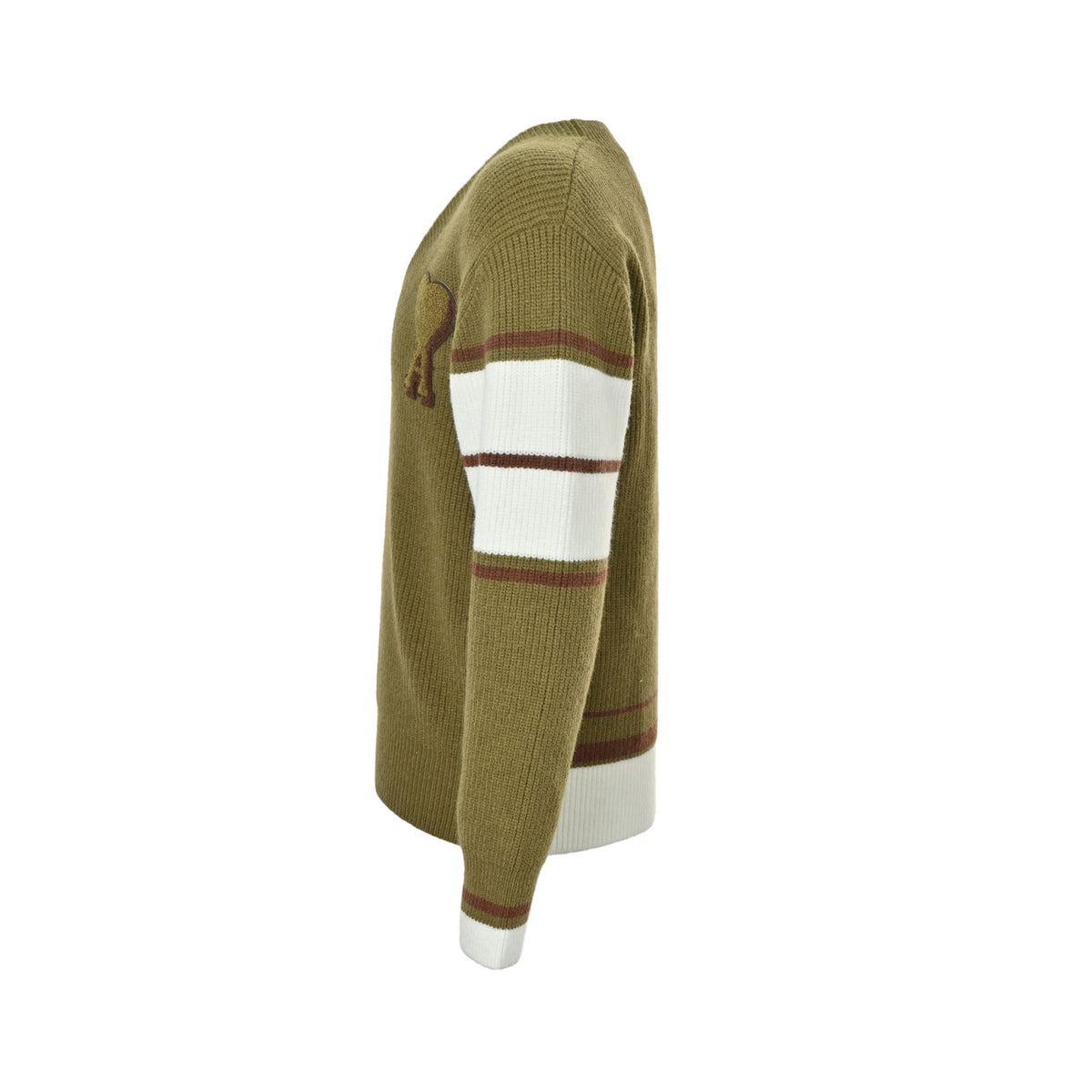 Ami 25Fw V-neck sweater with towel embroidered heart on the chest
