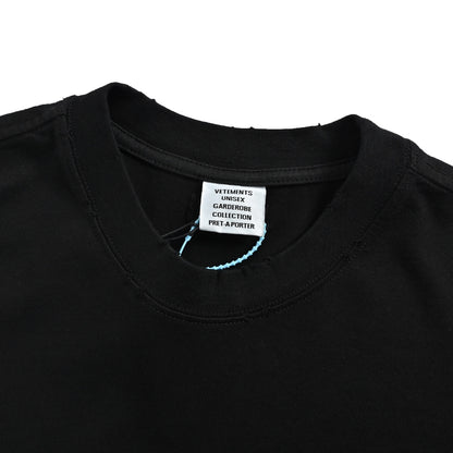 VETEMENTS VTM style attitude slogan logo wash damaged short sleeves