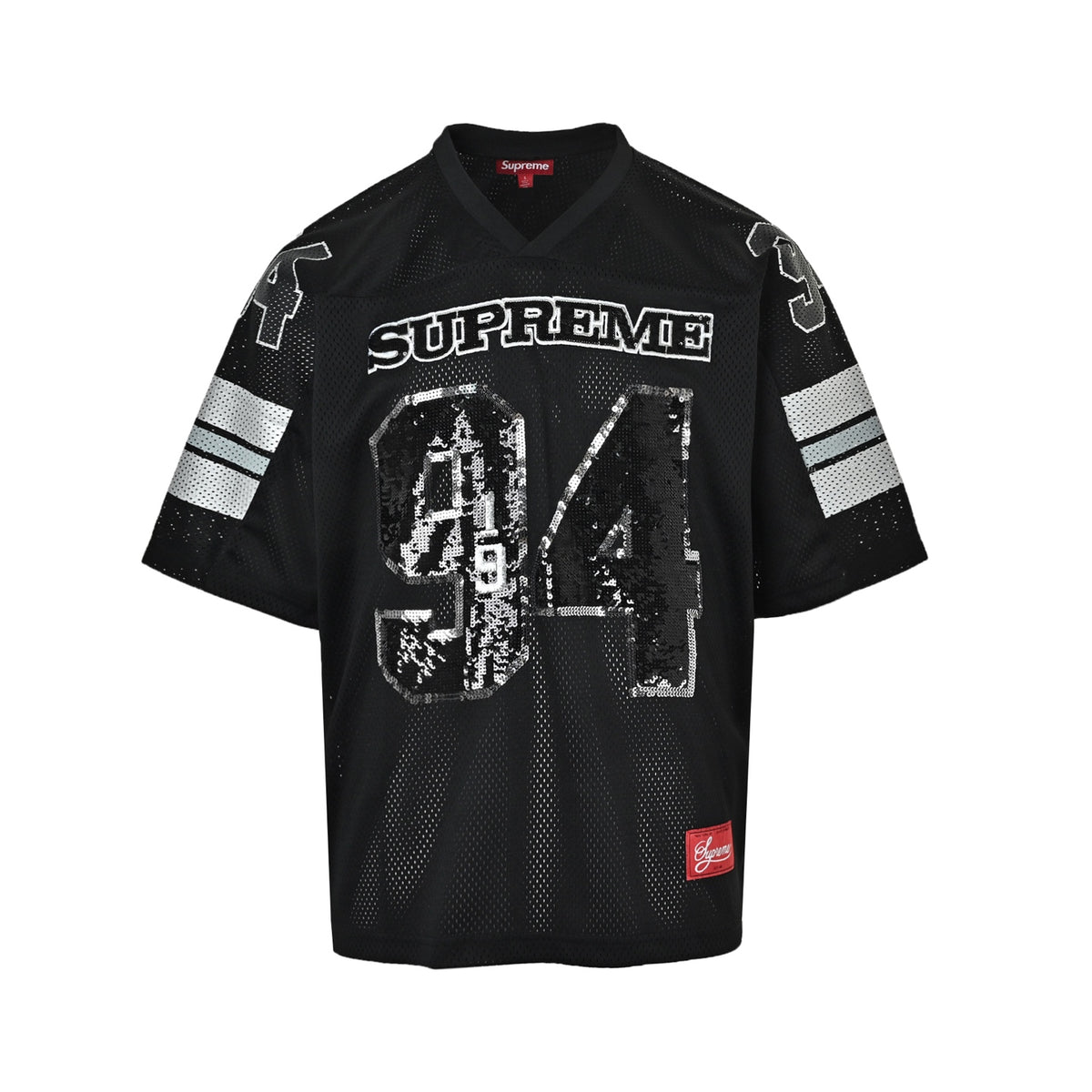 Supreme 94 Sequined Mesh Baseball Jersey Short Sleeve