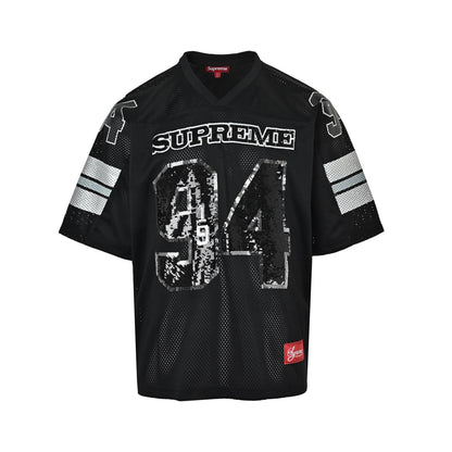 Supreme 94 Sequined Mesh Baseball Jersey Short Sleeve