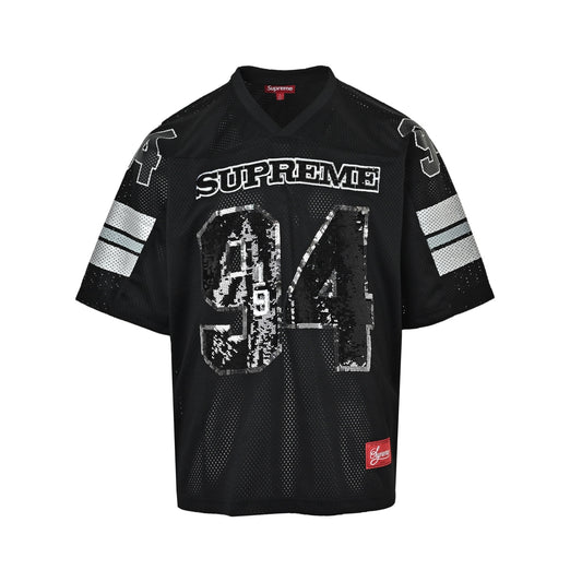 Supreme 94 Sequined Mesh Baseball Jersey Short Sleeve