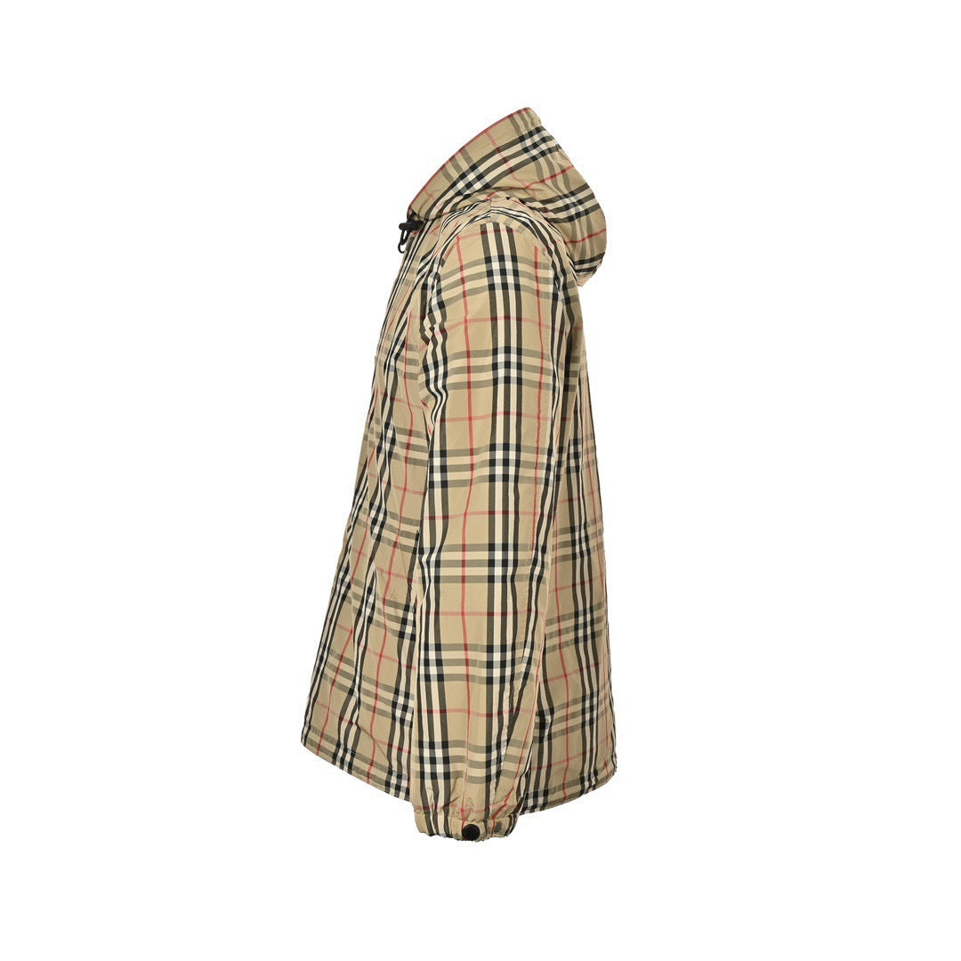 Burberry classic plaid silicone war horse reversible windbreaker jacket