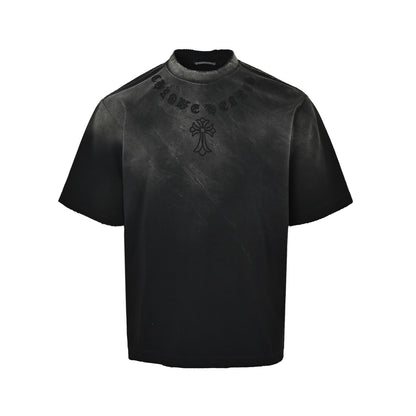 Chrome Hearts/Chrome Heart Laser Cross Laser Destruction Washed Short Sleeves