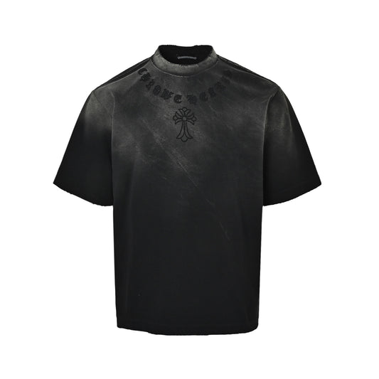 Chrome Hearts/Chrome Heart Laser Cross Laser Destruction Washed Short Sleeves