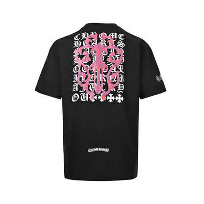 Chrome Hearts/Chrome Heart Pink Sword Print Short Sleeve