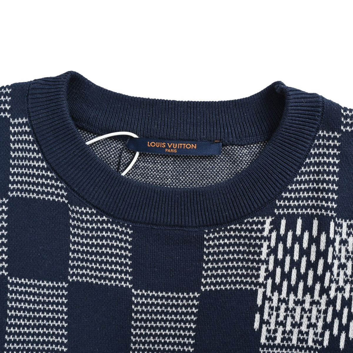 Louis Vuitton 26ss checkerboard pattern jacquard knitted short sleeves