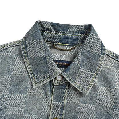 Louis Vuitton all-over checkerboard denim short sleeves