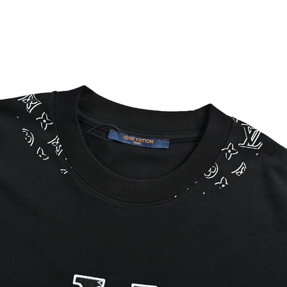 Louis Vuitton leather logo embroidered short sleeves