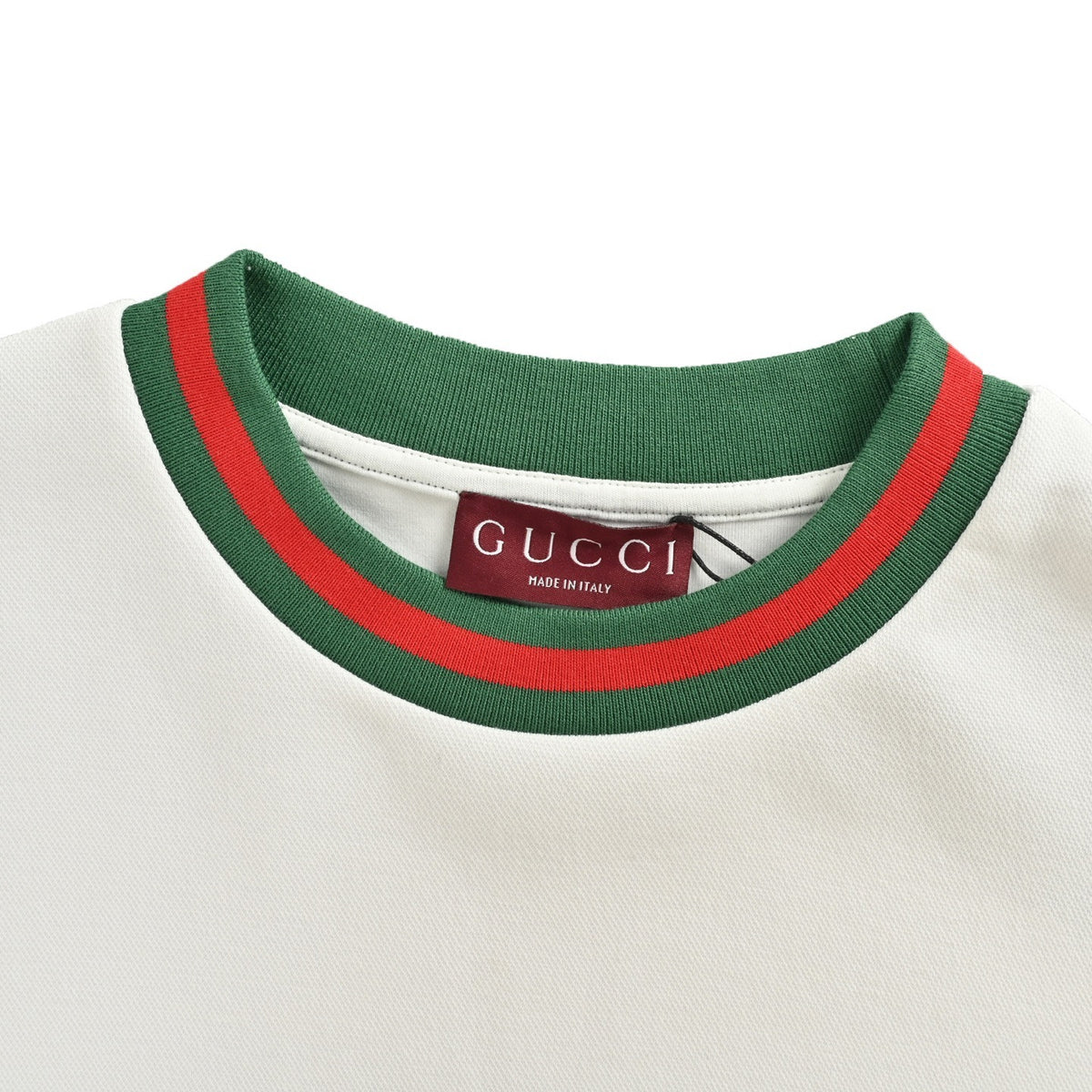 Gucci 25Fw embroidered small label red and green threaded round neck sweatshirt
