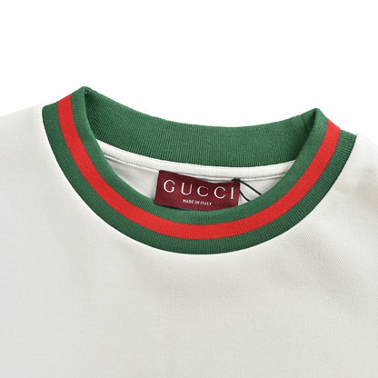 Gucci 25Fw embroidered small label red and green threaded round neck sweatshirt