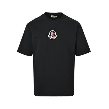 Moncler/muzzle braided logo embroidered round neck short sleeves on the chest