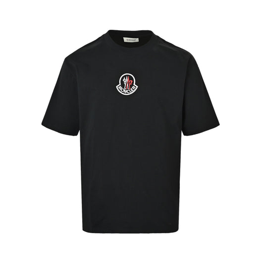 Moncler/muzzle braided logo embroidered round neck short sleeves on the chest
