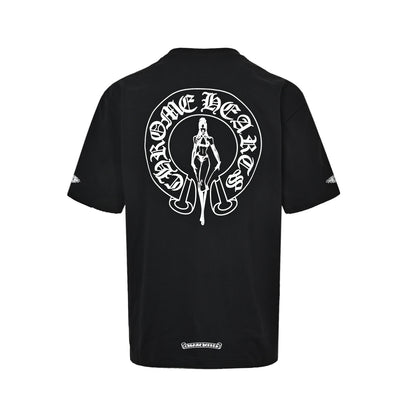 Chrome Hearts/Chrome Heart Beauty Horseshoe Print Short Sleeve