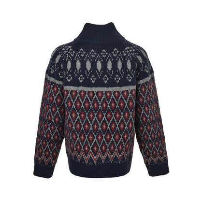 Loewe/Luo Yiwei full geometric round neck zipper knitted sweater jacket