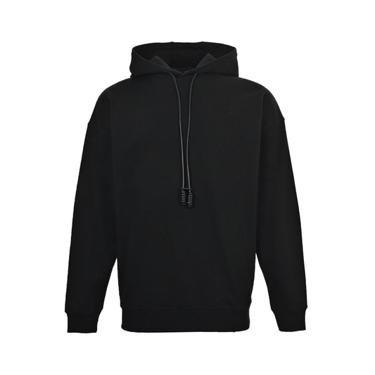 Loewe/Luo Yiwei 24Fw leather drawstring embroidered logo hooded sweatshirt
