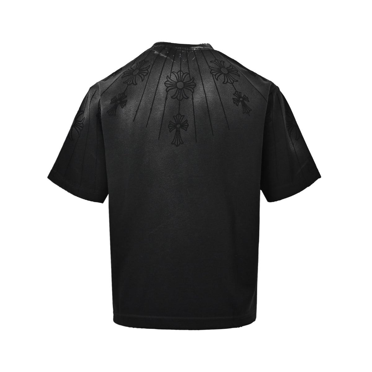 Chrome Hearts/Chrome Heart Cross Laser Destruction Washed Short Sleeves
