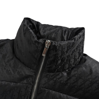 Dior classic dark pattern old flower stand collar down jacket