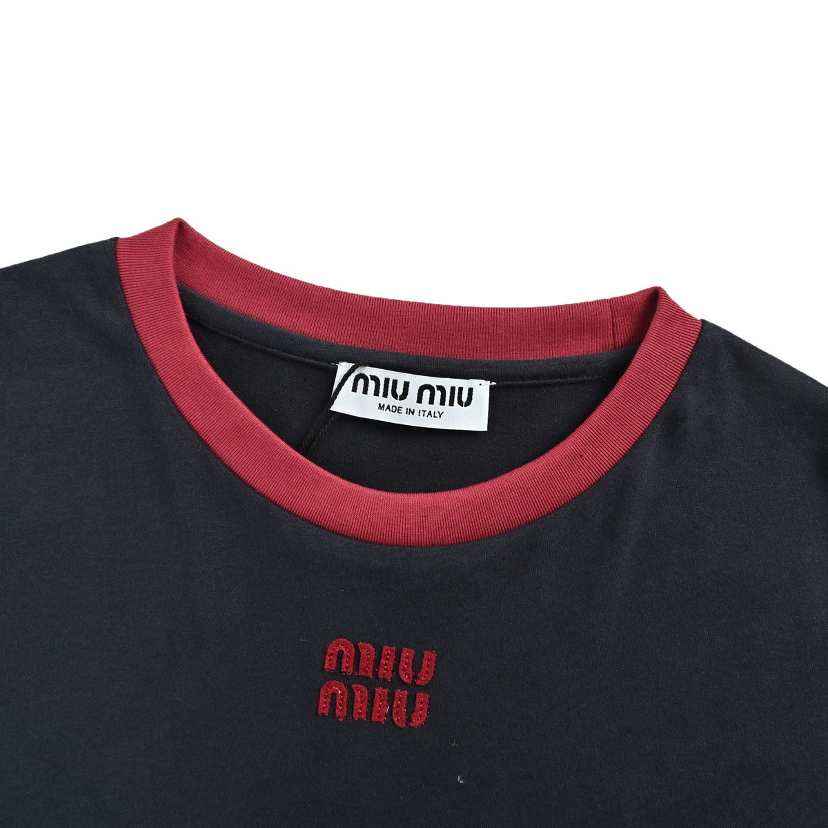 Miu Miu 26ss contrasting color stitching long-sleeved T-shirt