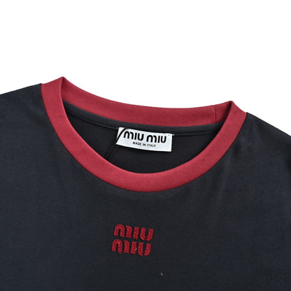 Miu Miu 26ss contrasting color stitching long-sleeved T-shirt