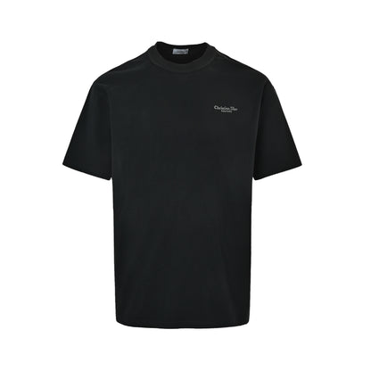Dior short sleeves with silver thread embroidered letters on the left chest