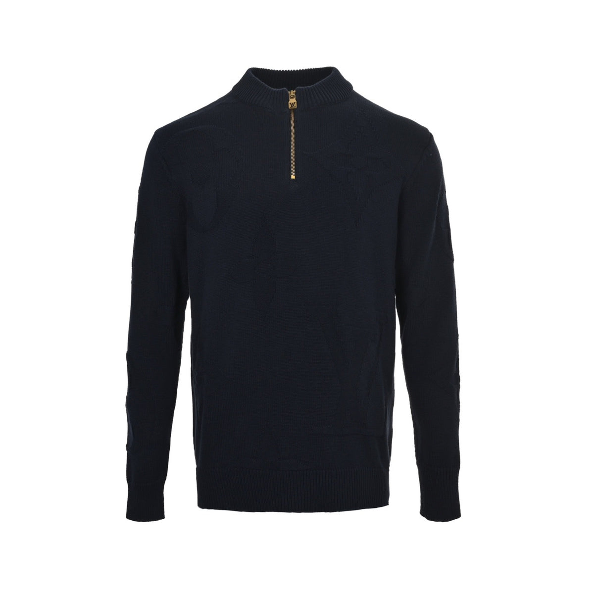 Louis Vuitton dark pattern old flower jacquard half-zip sweater