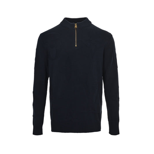 Louis Vuitton dark pattern old flower jacquard half-zip sweater