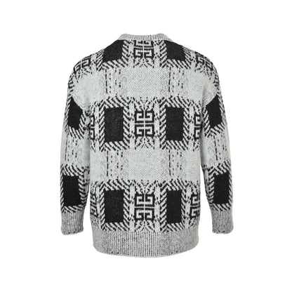 GIVENCHY 25Fw all-over plaid mohair knitted sweater