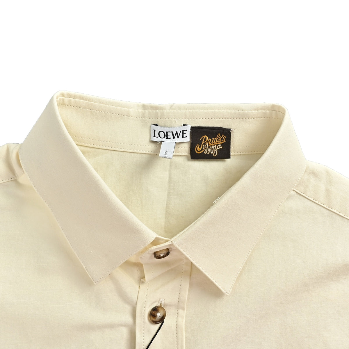 Loewe/Loewei long-sleeved lyocell shirt with hollow pockets and embroidery