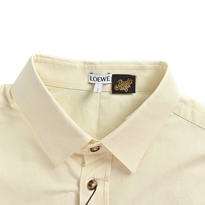 Loewe/Loewei long-sleeved lyocell shirt with hollow pockets and embroidery