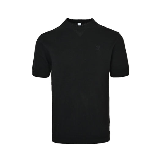 Berluti classic Thebor chest embroidered mulberry silk cotton knitted short sleeves