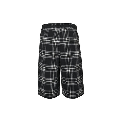 Chrome Hearts plaid cross leather label three-quarter shorts