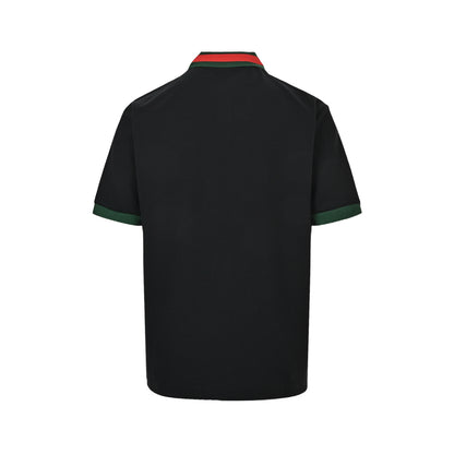 Gucci classic red and green webbing double G dark pattern embroidery Polo short sleeves