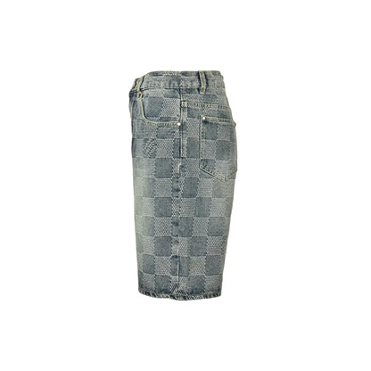 Louis Vuitton all-over checkerboard denim shorts