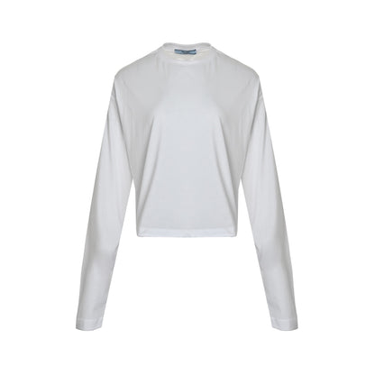 Prada 25ss women's triangle cloth label long-sleeved T-shirt