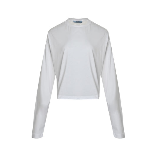 Prada 25ss women's triangle cloth label long-sleeved T-shirt
